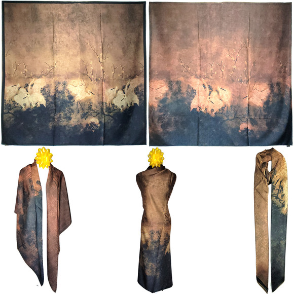 NWT Double Sided Silk Scarf 53"x53" Large Square Shawl Wrap XiangYunSha 36741 - Picture 1 of 15